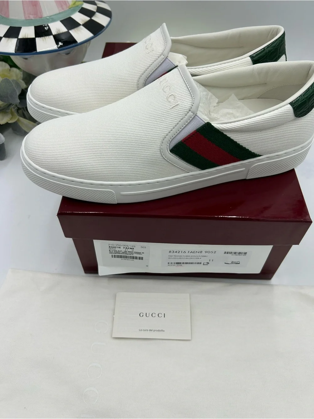Men's Gucci ace slip on sneakers size 11 fits 12 US made in Italy